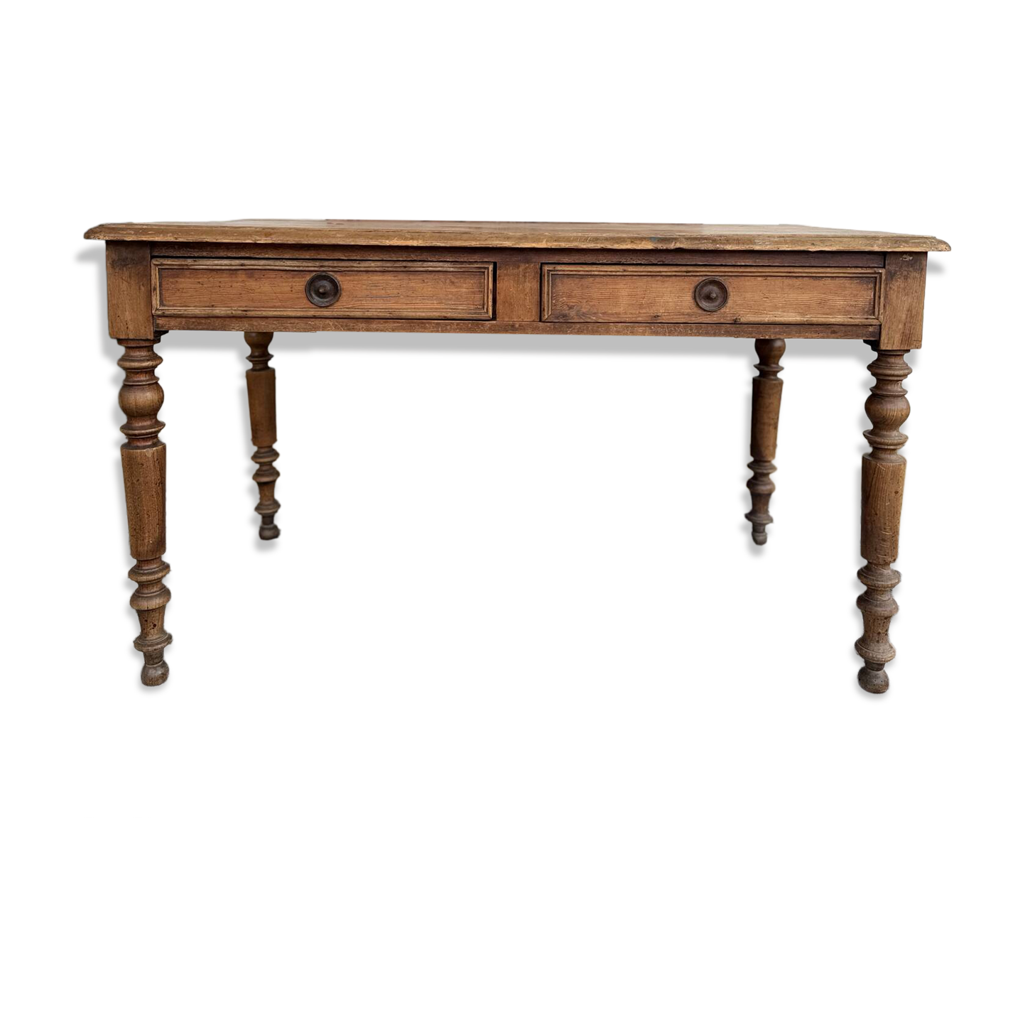 Antique pine desk - turned legs
