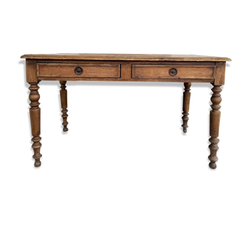 Antique pine desk - turned legs