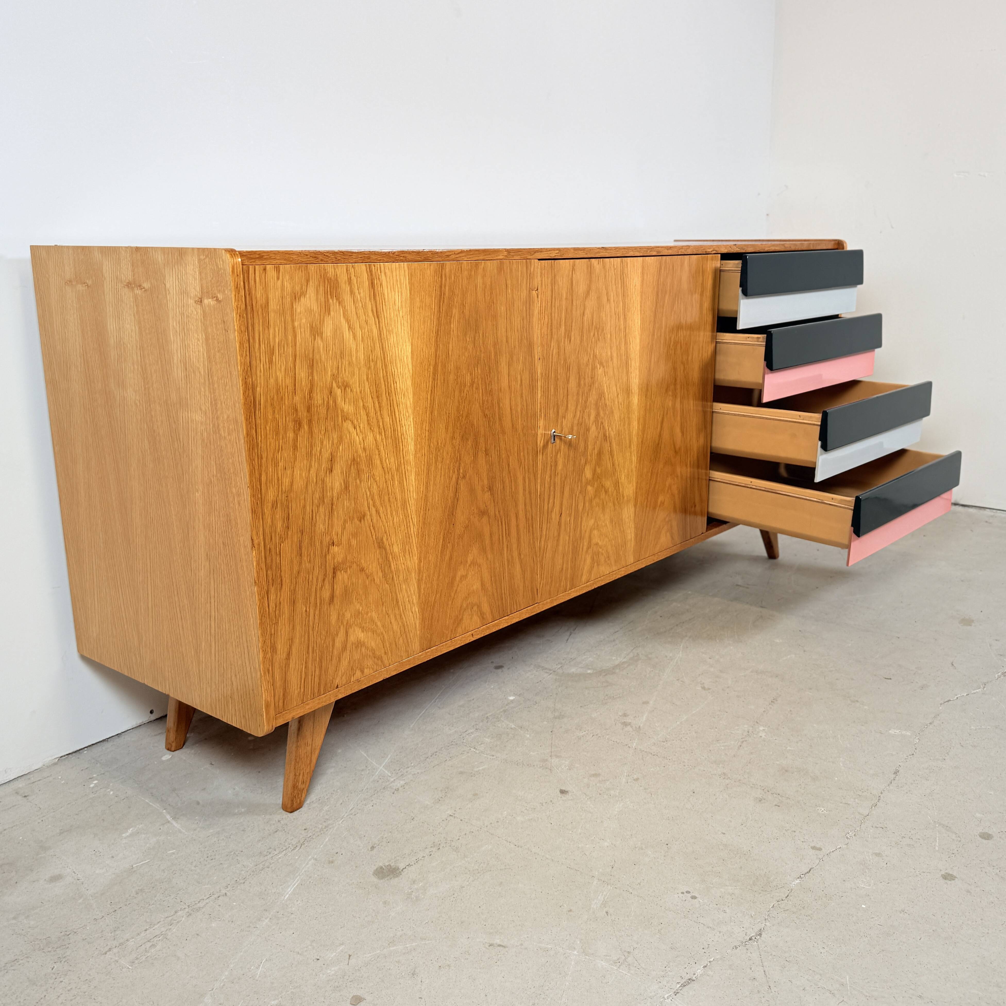 U460 Sideboard with Colored Drawers, Jiří Jiroutek