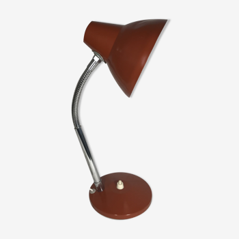 Lampe de table Aluminor métal rouge bras flexible chromé années 70