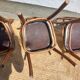 set of 3 curved wooden bistro chairs with patterns
