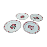 Plates decorated with roses in porcelain from Sarreguemines and Digoin