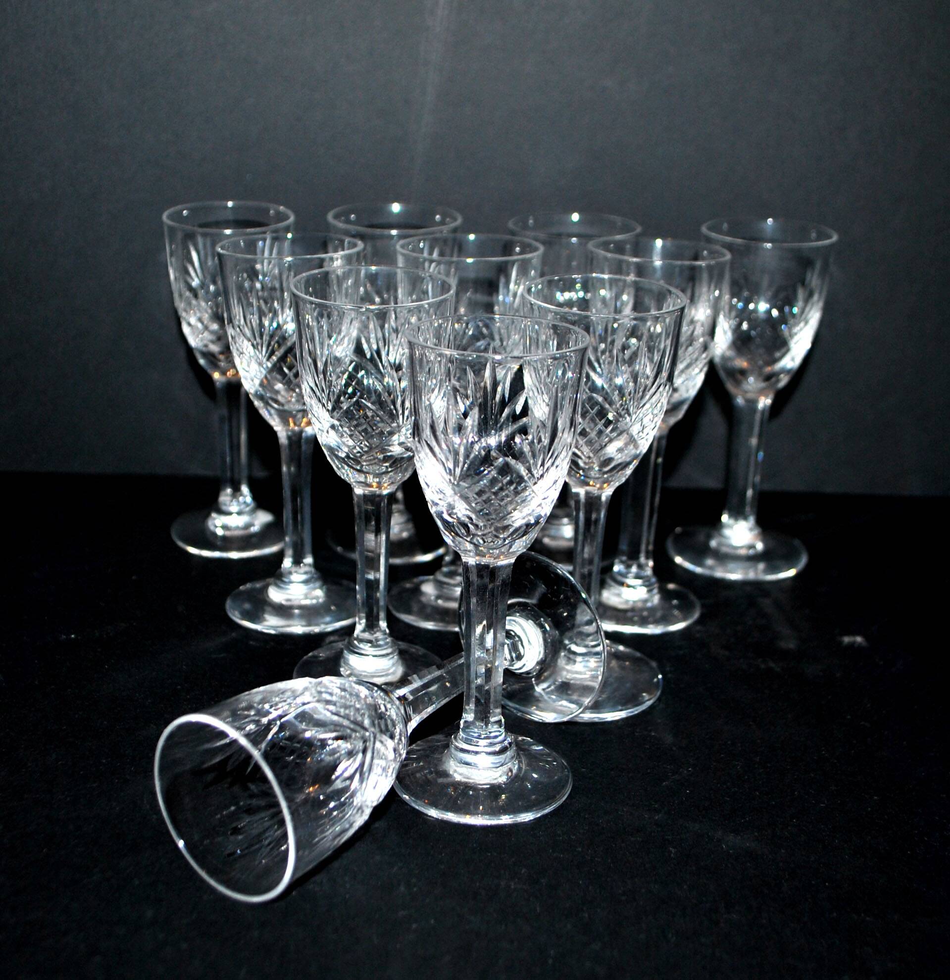 Set of 11 junon liqueur glasses cristallerie lorraine lemberg dlg chantilly saint-louis