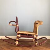 Rocking horse in rattan and bamboo
