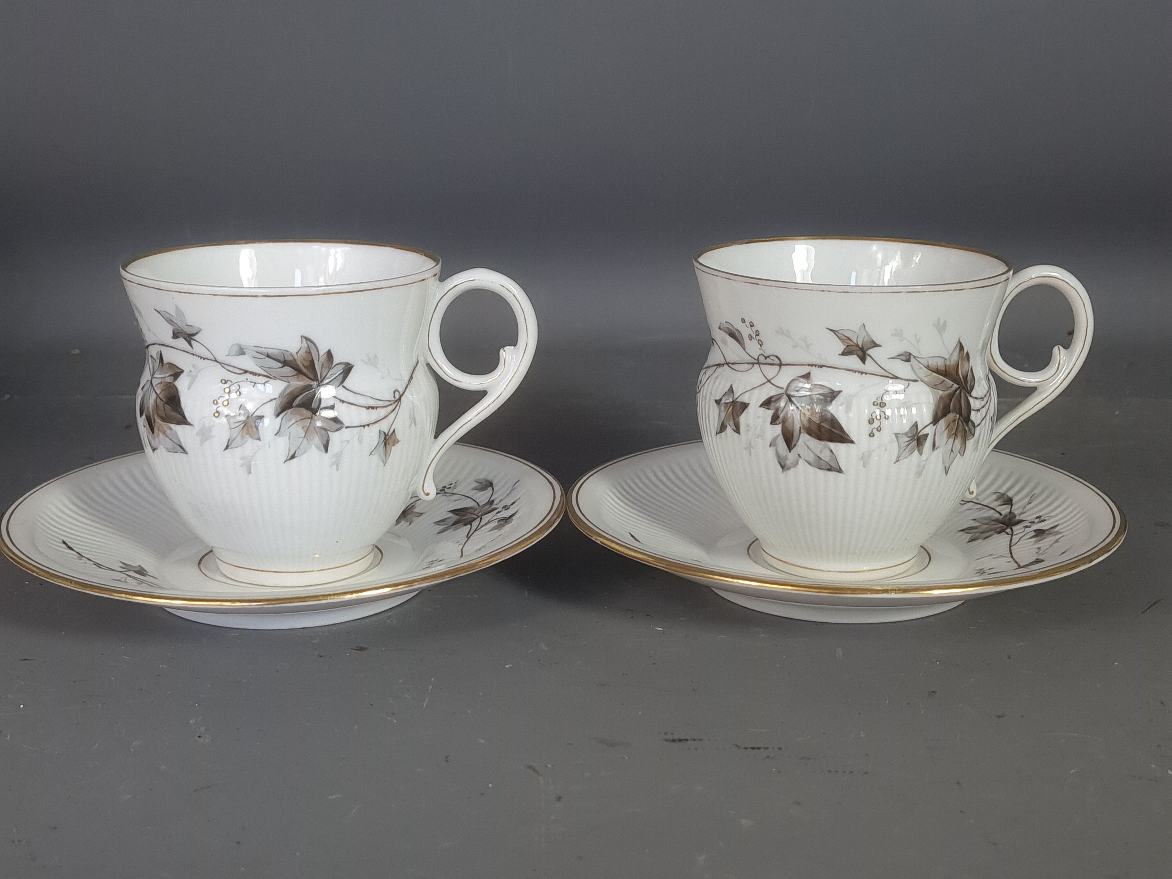 Old coffee set 8 pcs porcelain decoration painted with grapefruit around 1900