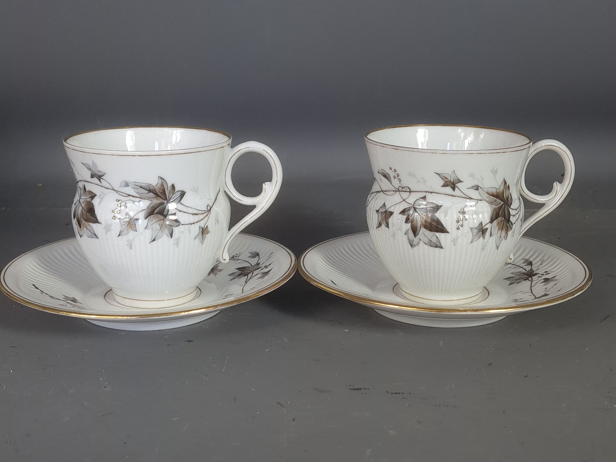 Old coffee set 8 pcs porcelain decoration painted with grapefruit around 1900