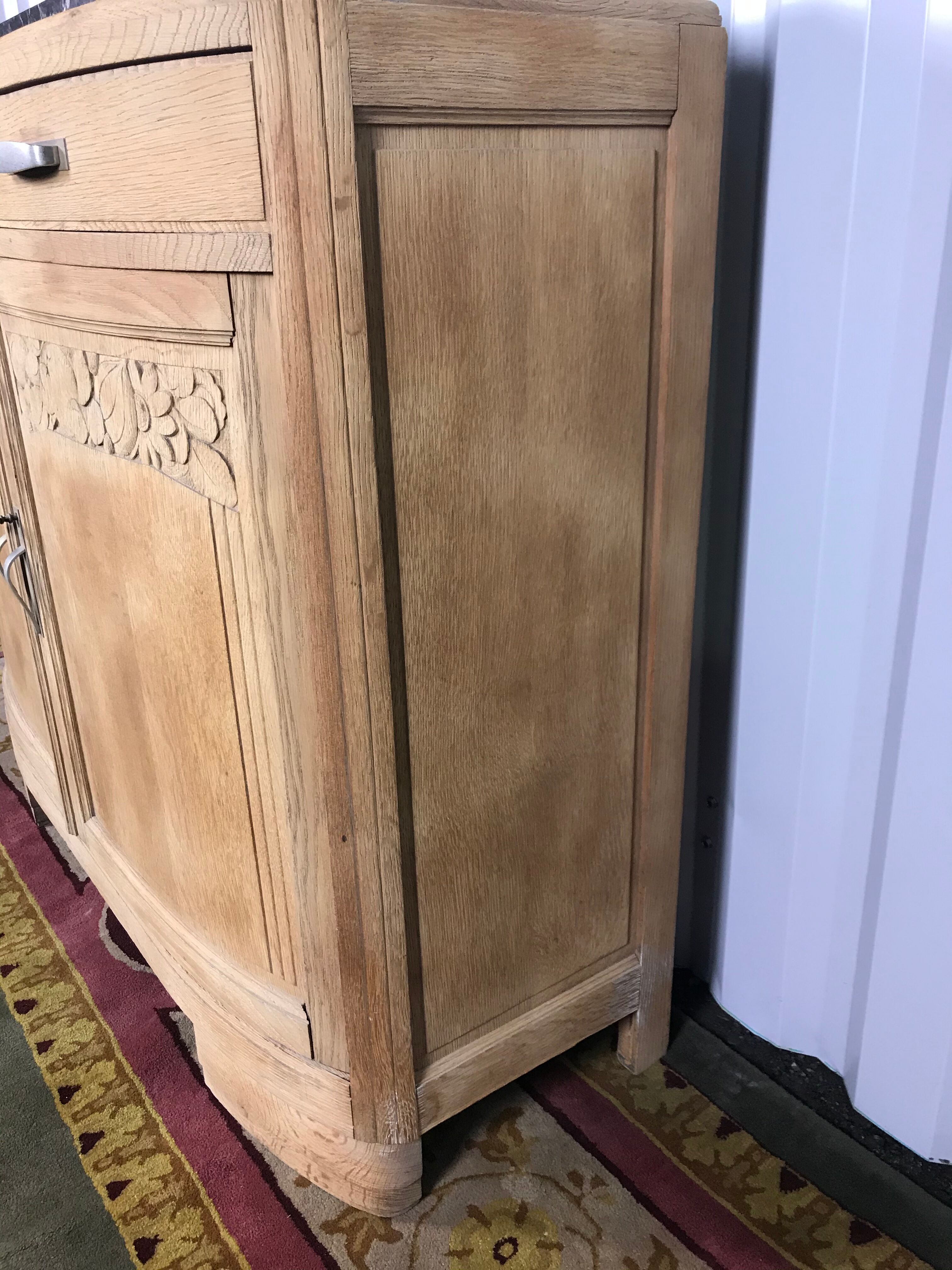 Art Deco oak buffet erased marble