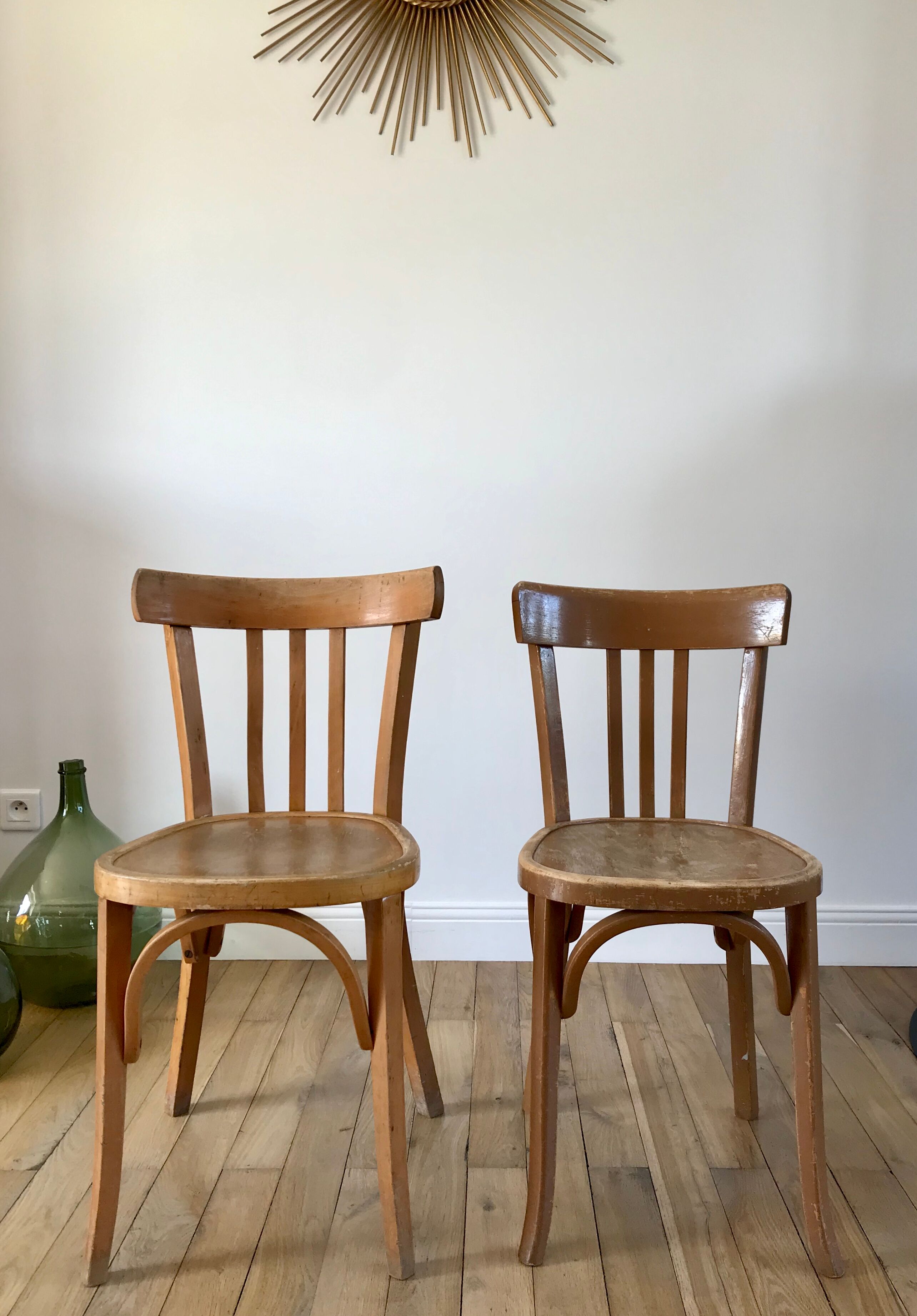 Duo of bistro chairs style Baumann vintage 40s-50s