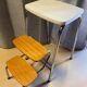 Vintage & Ancien Petit Escabeau Marchepied Tabouret 1970 Formica Bois Chrome