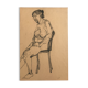 Croquis au fusain sur papier de robert haisley, etude de modèle, assoupie sur une chaise