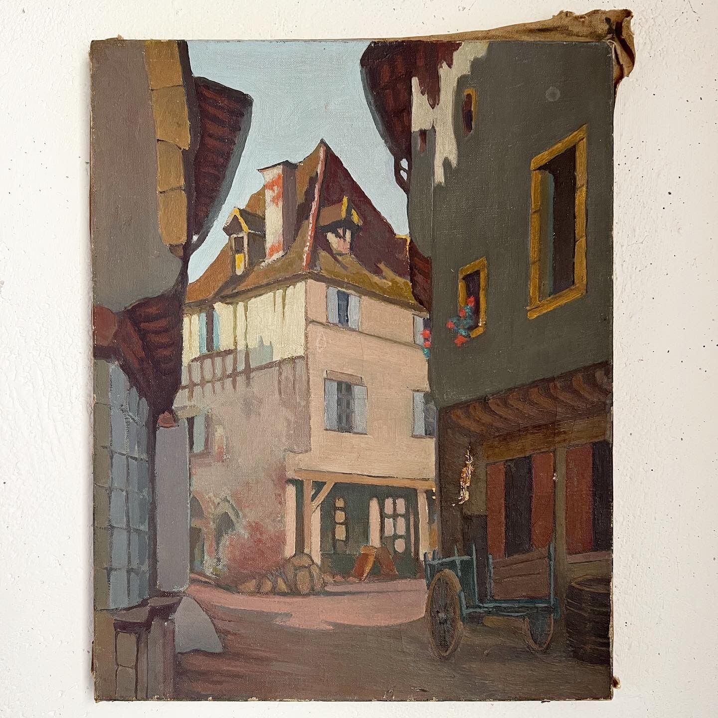 Painting of a French country village