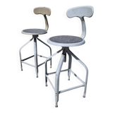 Set of 2 high workshop chairs, Nicolle model, known as whale tail