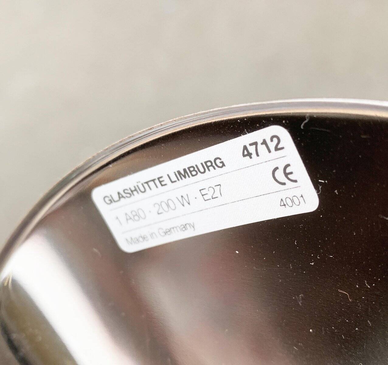 Vintage German space age glass ball pendant lamp by Limburg.