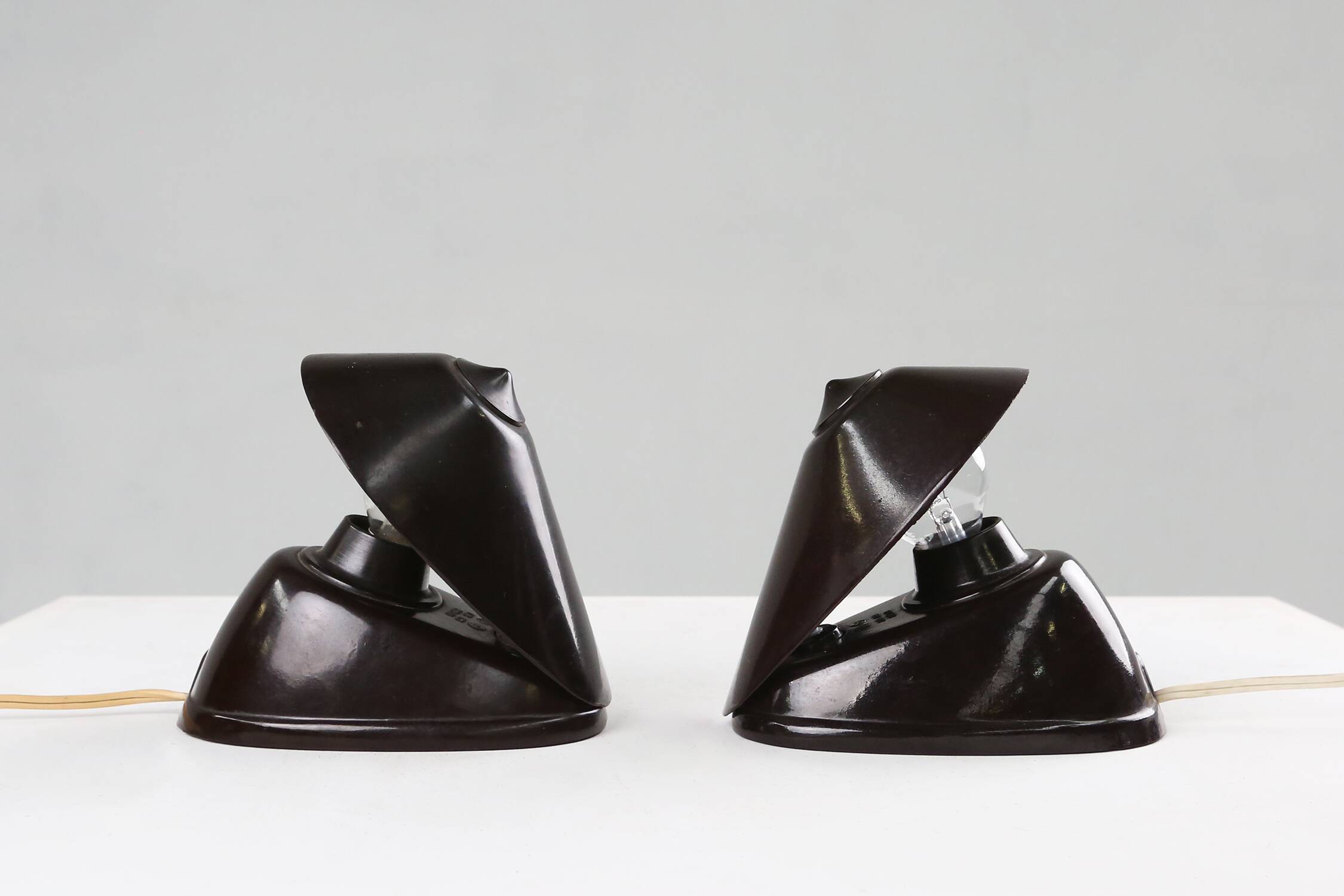 Brown Bakelite Lamps by Bauhaus for ESC Zukov 1930s