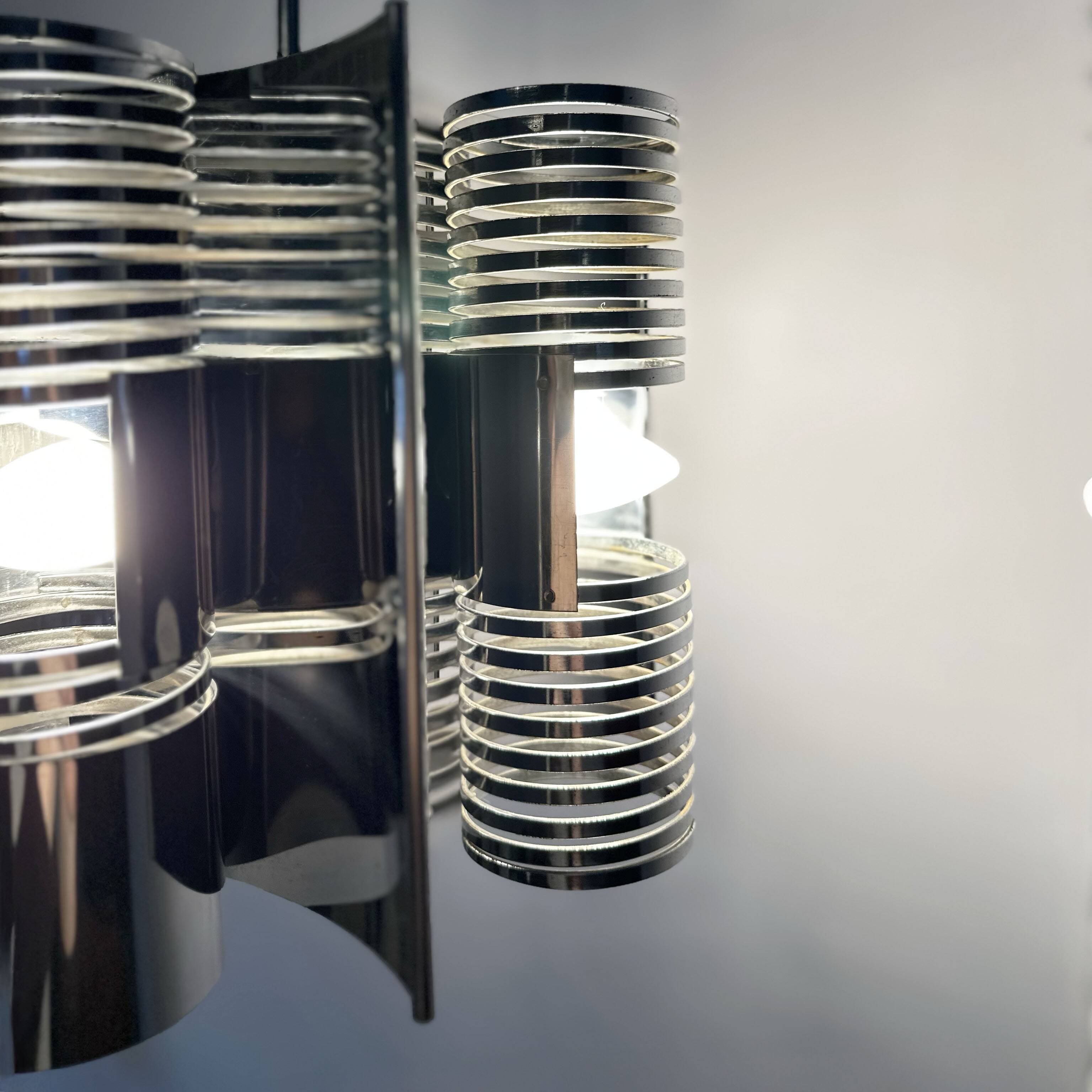 70s chrome Space Age hanging lamp