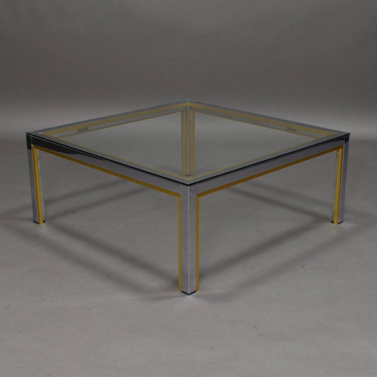 Italian chrome and gold coffee table, 1970s