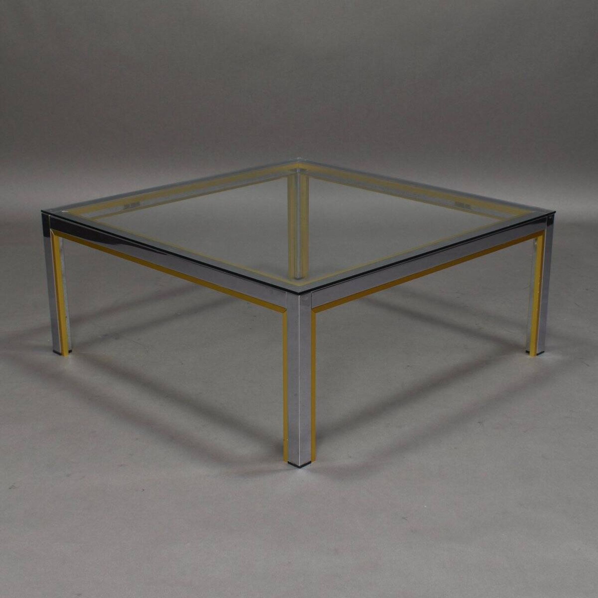 Table basse en chrome et or italienne, années 1970