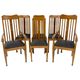 Set of 6 Art Nouveau chairs and armchairs in oak and leather.