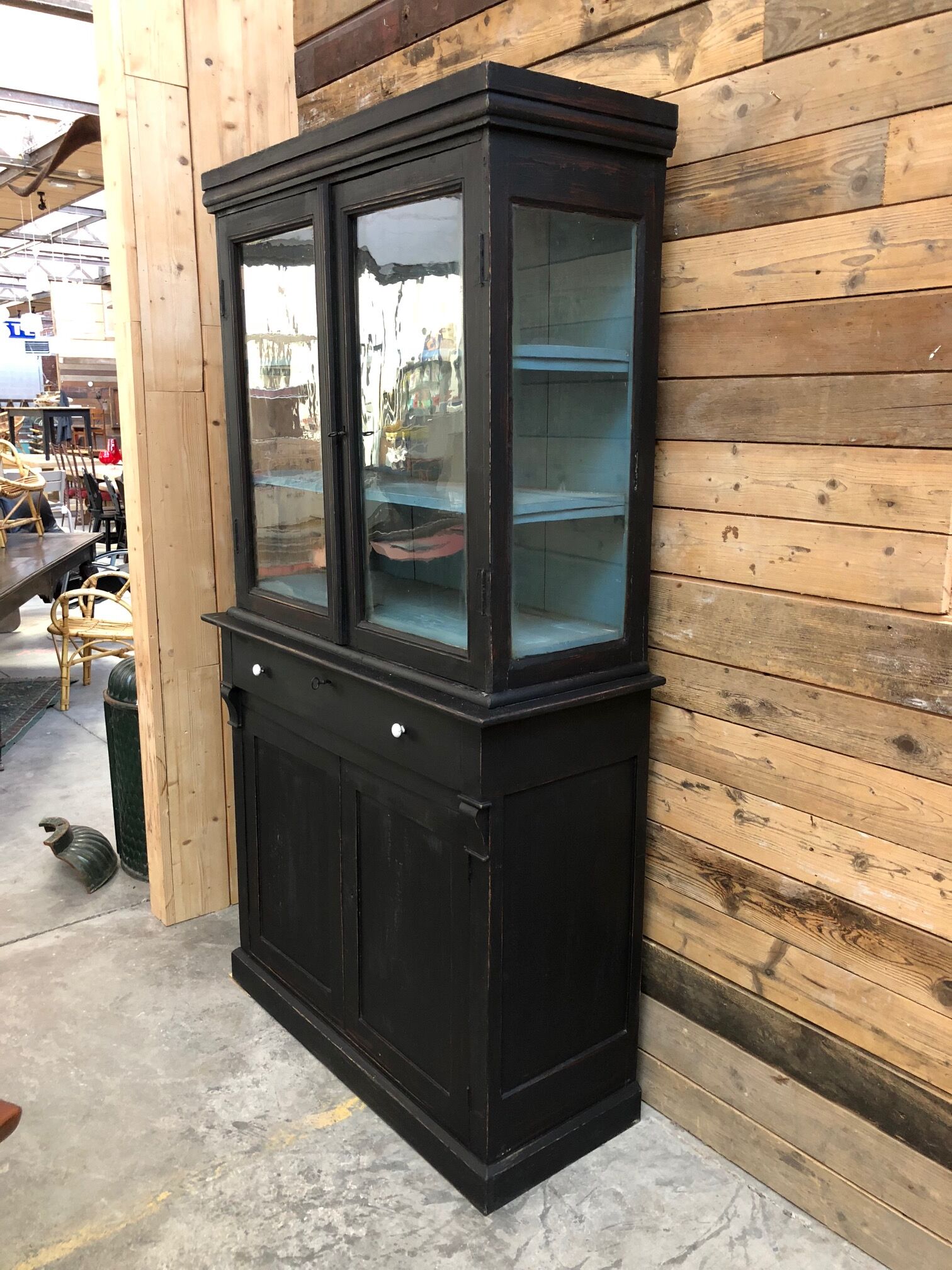 Old showcase patinated