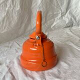 Vintage orange enameled sheet metal kettle