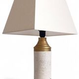 Bitossi Ceramic Table Lamp by Aldo Londi, Gold/Cream, Italy, 1970s