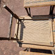Rattan/wicker and wood chaise longue - 1940s/50s