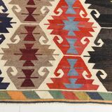 8x12 Multicolor Geometric Vintage Kilim Rug, 252x361Cm