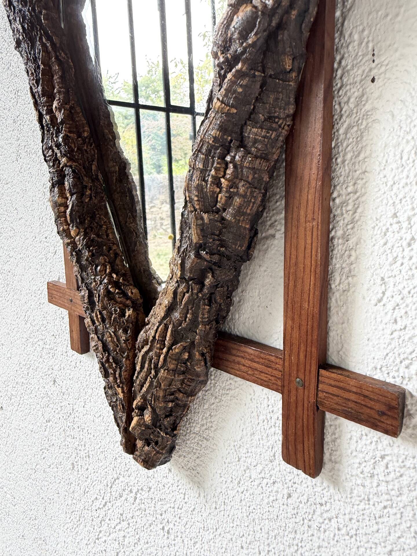 Rustic mirror wood 1900 folk art
