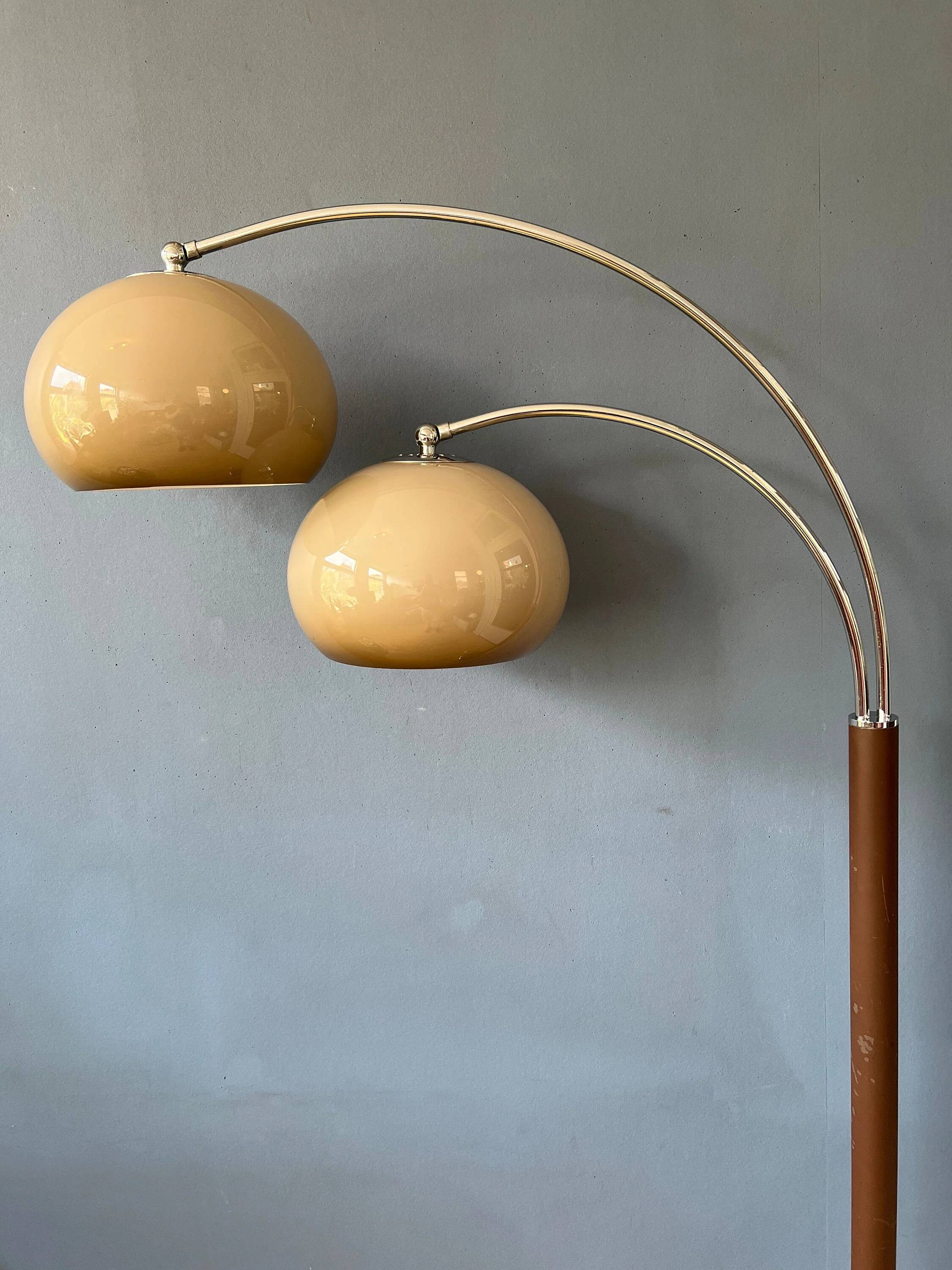 Mid-Century Dijkstra double arc floor lamp with mushroom shade