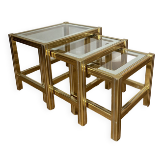 70s designer nesting tables in metal and glass