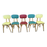 Set of 5 colorful bistro chairs
