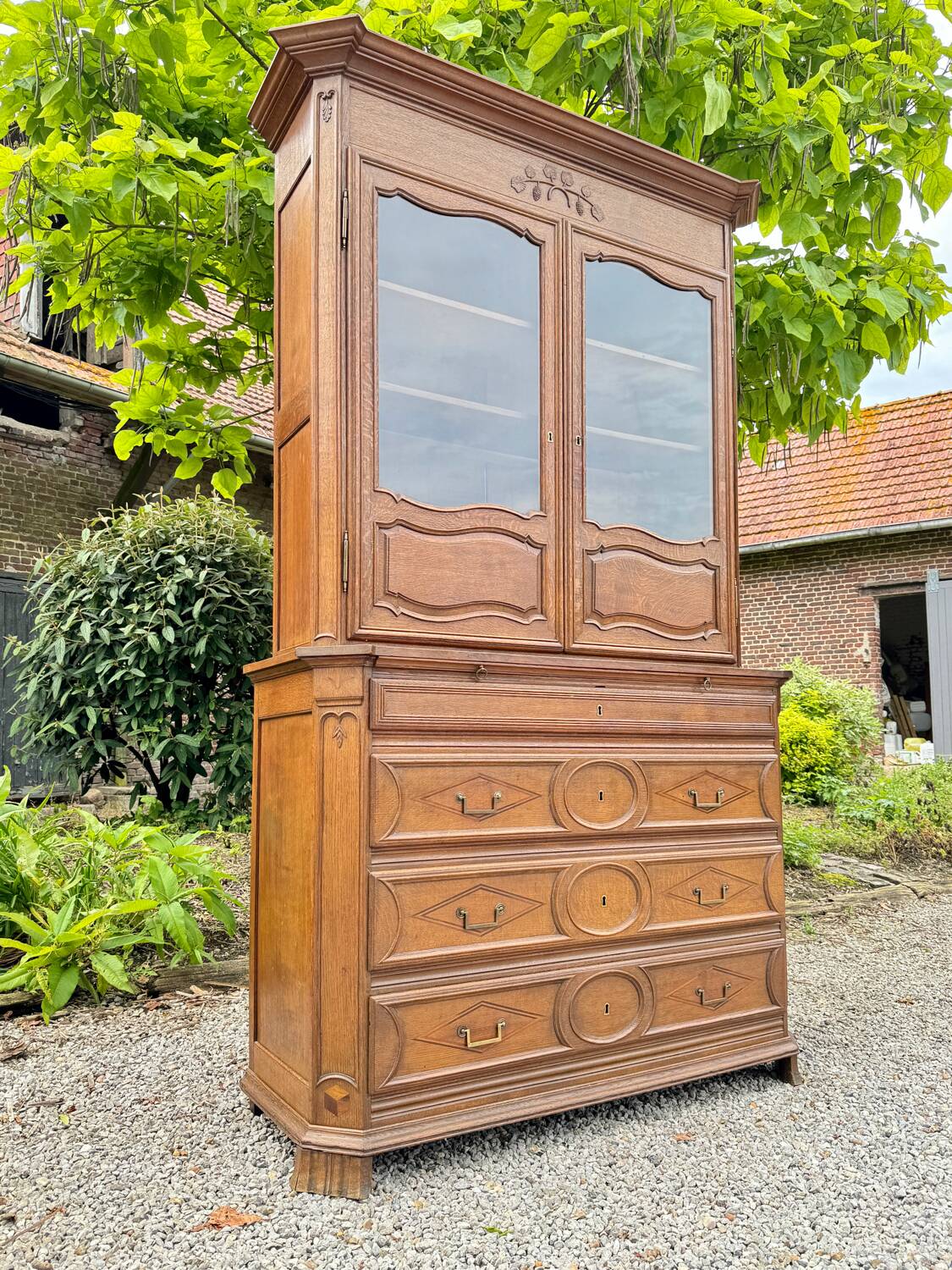 Impressive Castle Commode Forming Showcase From Louis XIV XVIII Eme Century