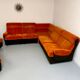Canapé d angle vintage modulable orange design années 70 pop 