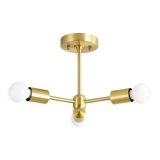 Antique Brass 3-Light Semi Flush Ceiling Light Fixture - Brushed Gold