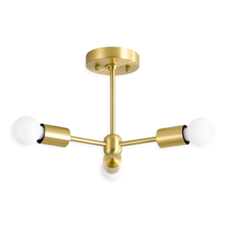 Antique Brass 3-Light Semi Flush Ceiling Light Fixture - Brushed Gold