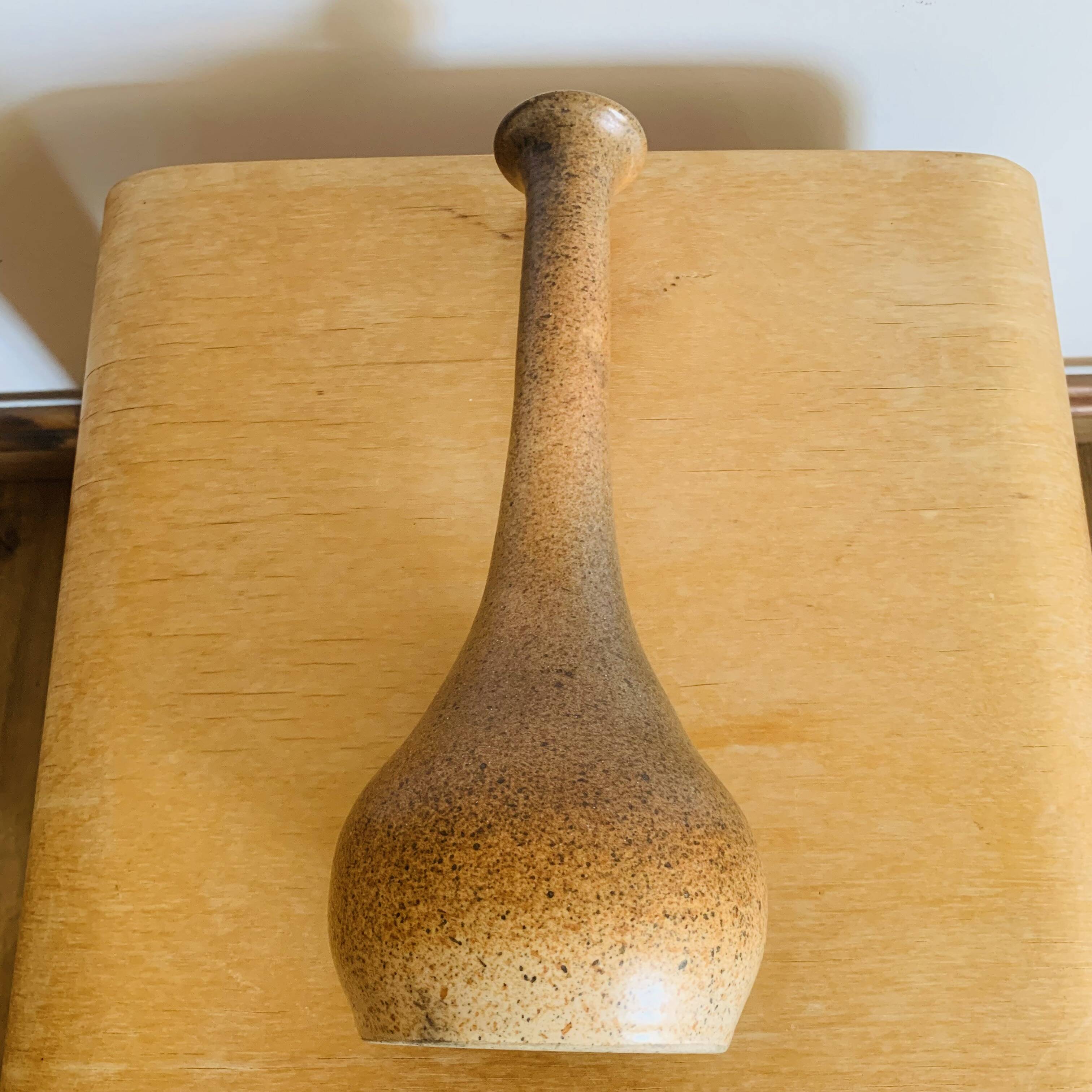 Vintage speckled brown stoneware soliflore vase – 1960s/70s