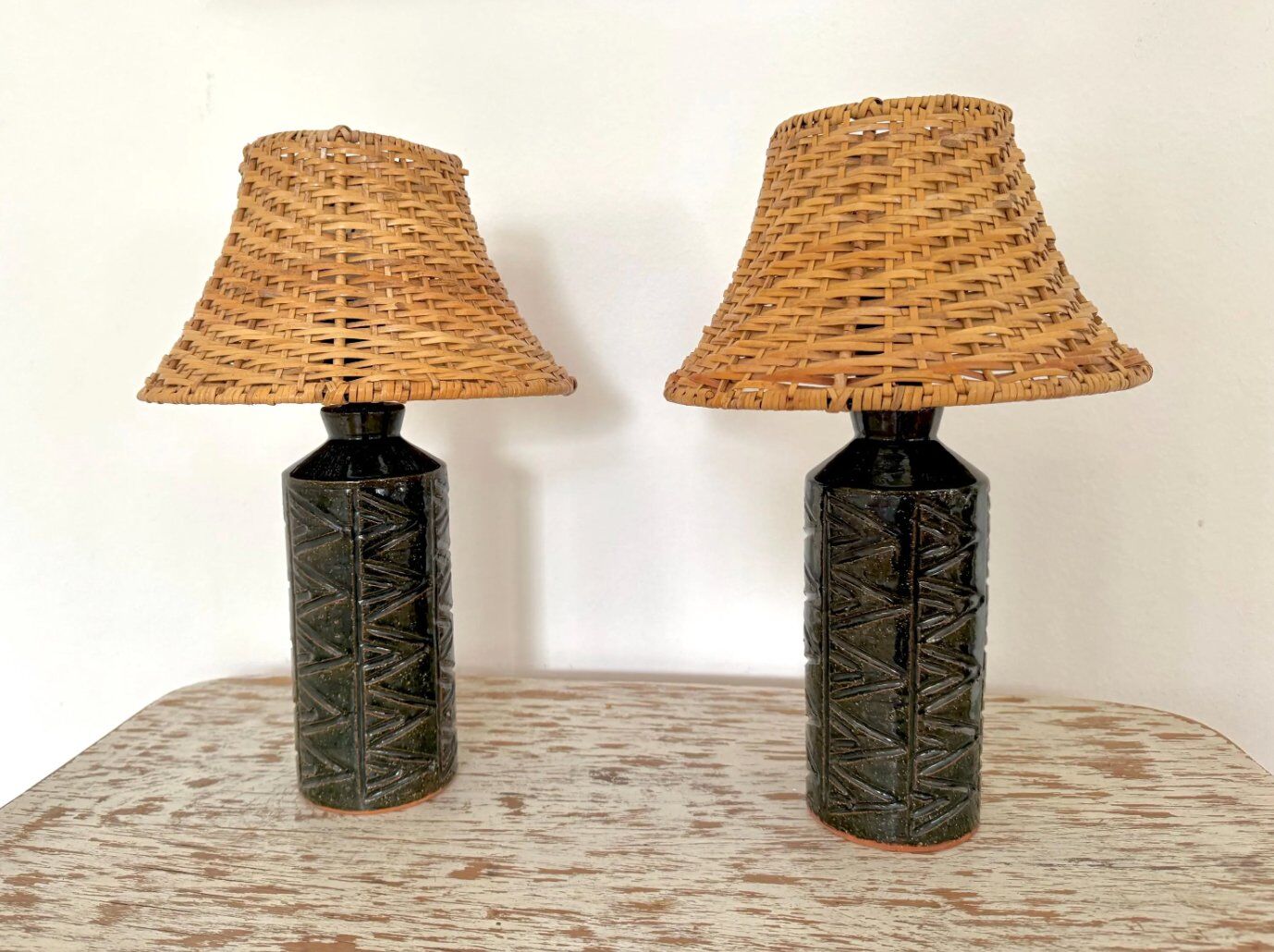 Lampe de table en grès, Elpe AB suédois des années 1960, ensemble de 2