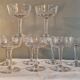 9 champagne coupes in glass, beautiful model from the 1940s.