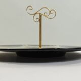 Vintage 70s black and yellow serving plate – Retro decorative plate