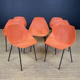 Ensemble de 8 chaises Guariche orange