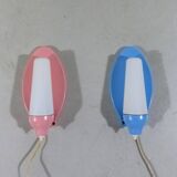 Set of 2 Wall lamps pink & blue 1950’s