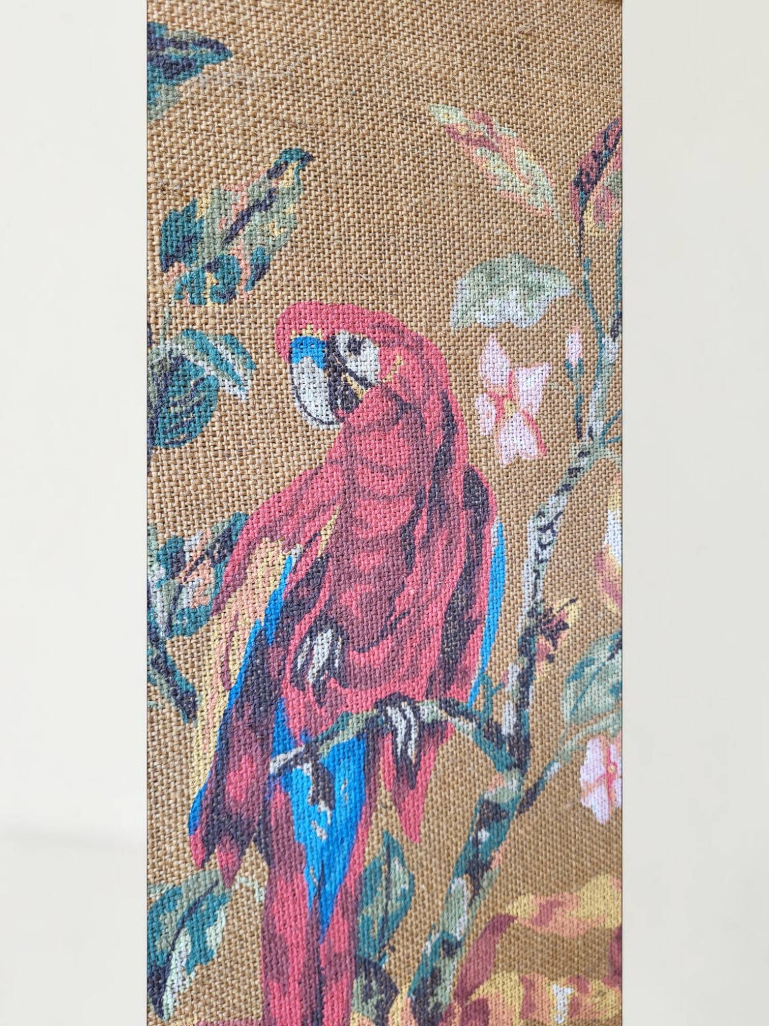 Tableau / Peinture sur toile de jute / Perroquet