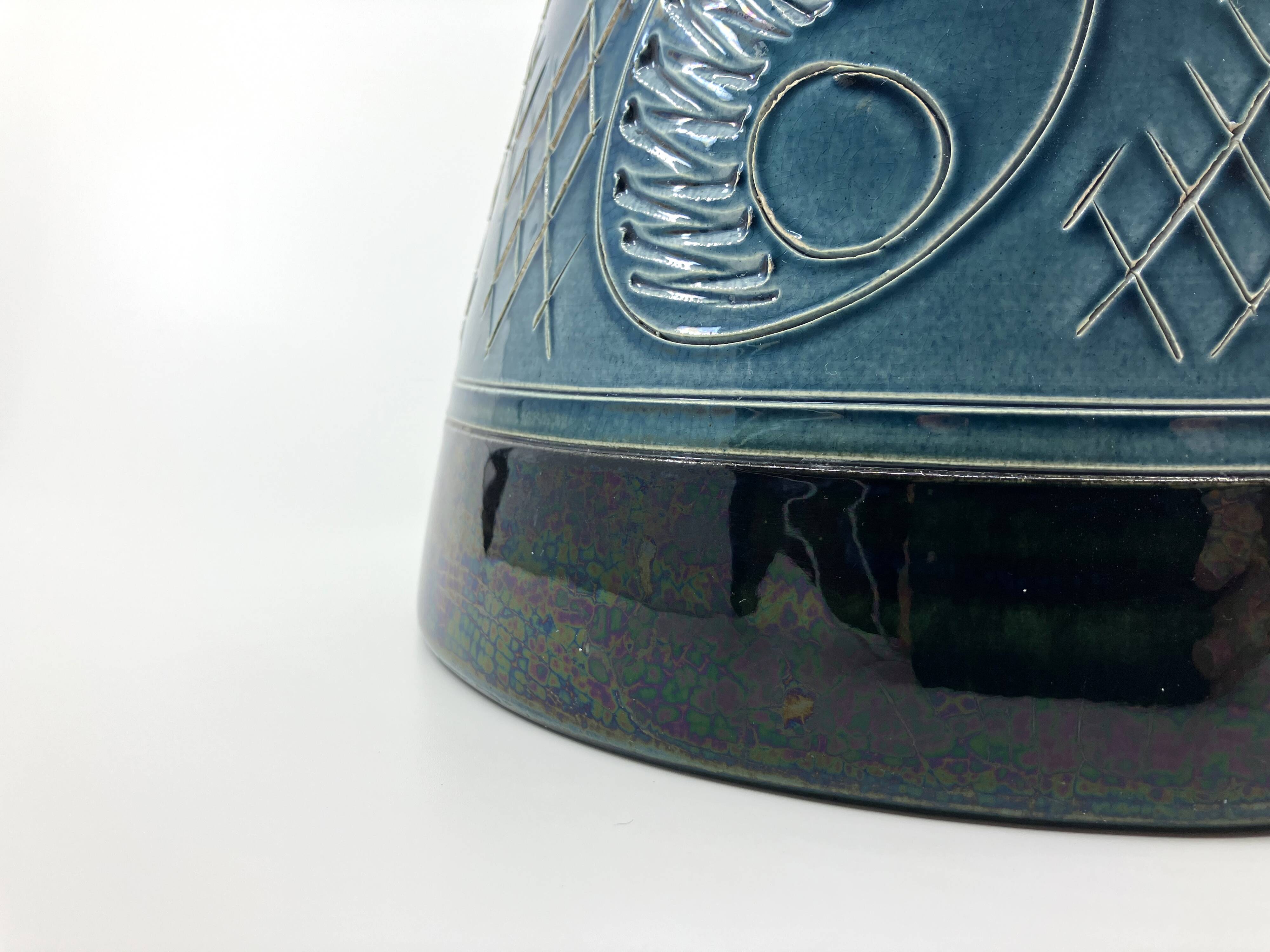 Large blue and green glazed ceramic planter • Ü Keramik • 1960-70