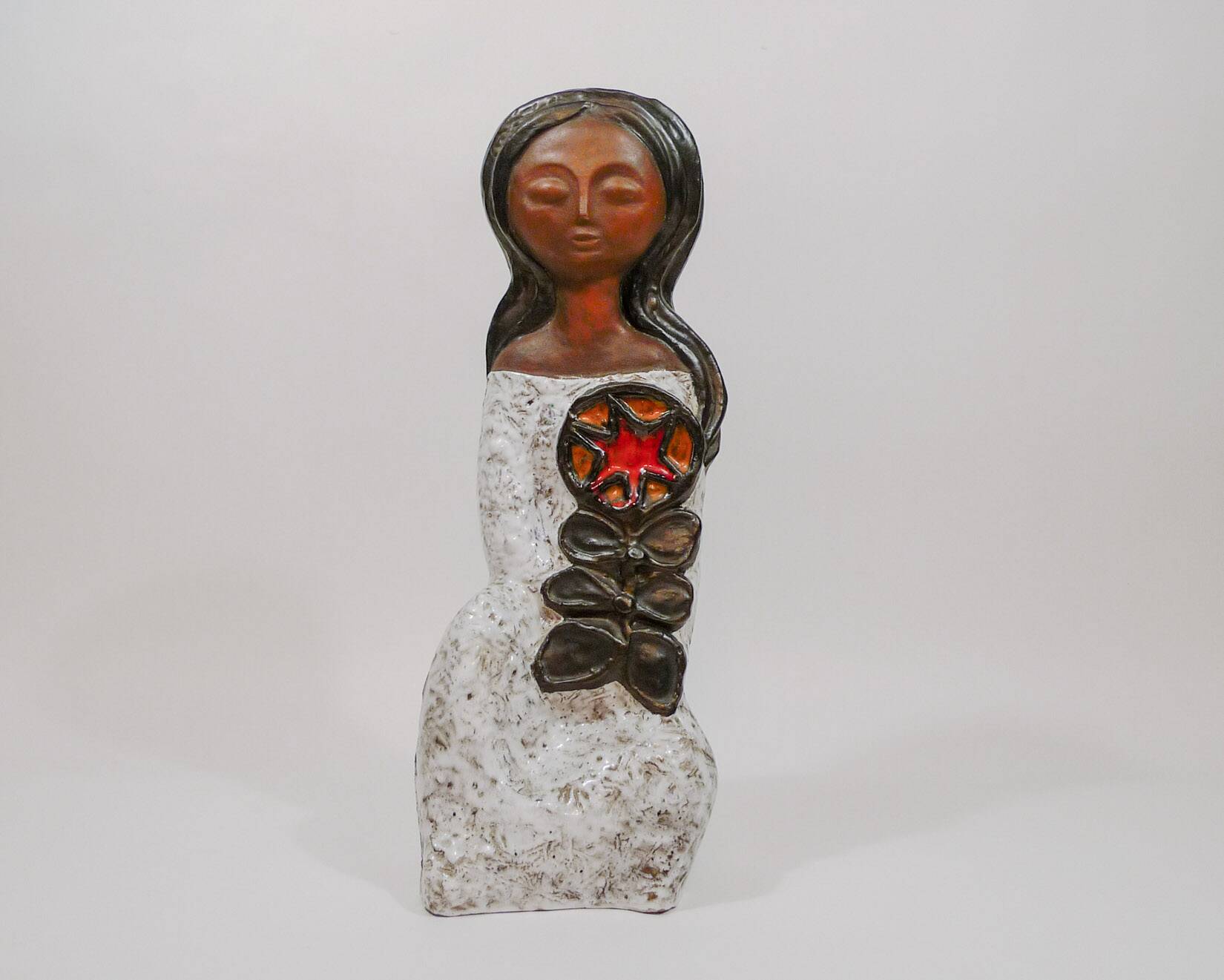 Handcrafted Ceramic Woman Sculpture by Rogier Vandeweghe for Perignem 1960s