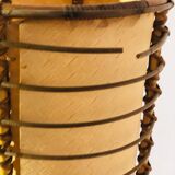 Floor lamp in rattan and japanese paper