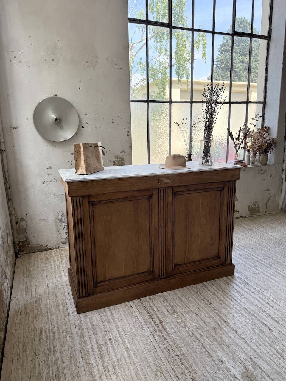 Oak and marble counter 1950