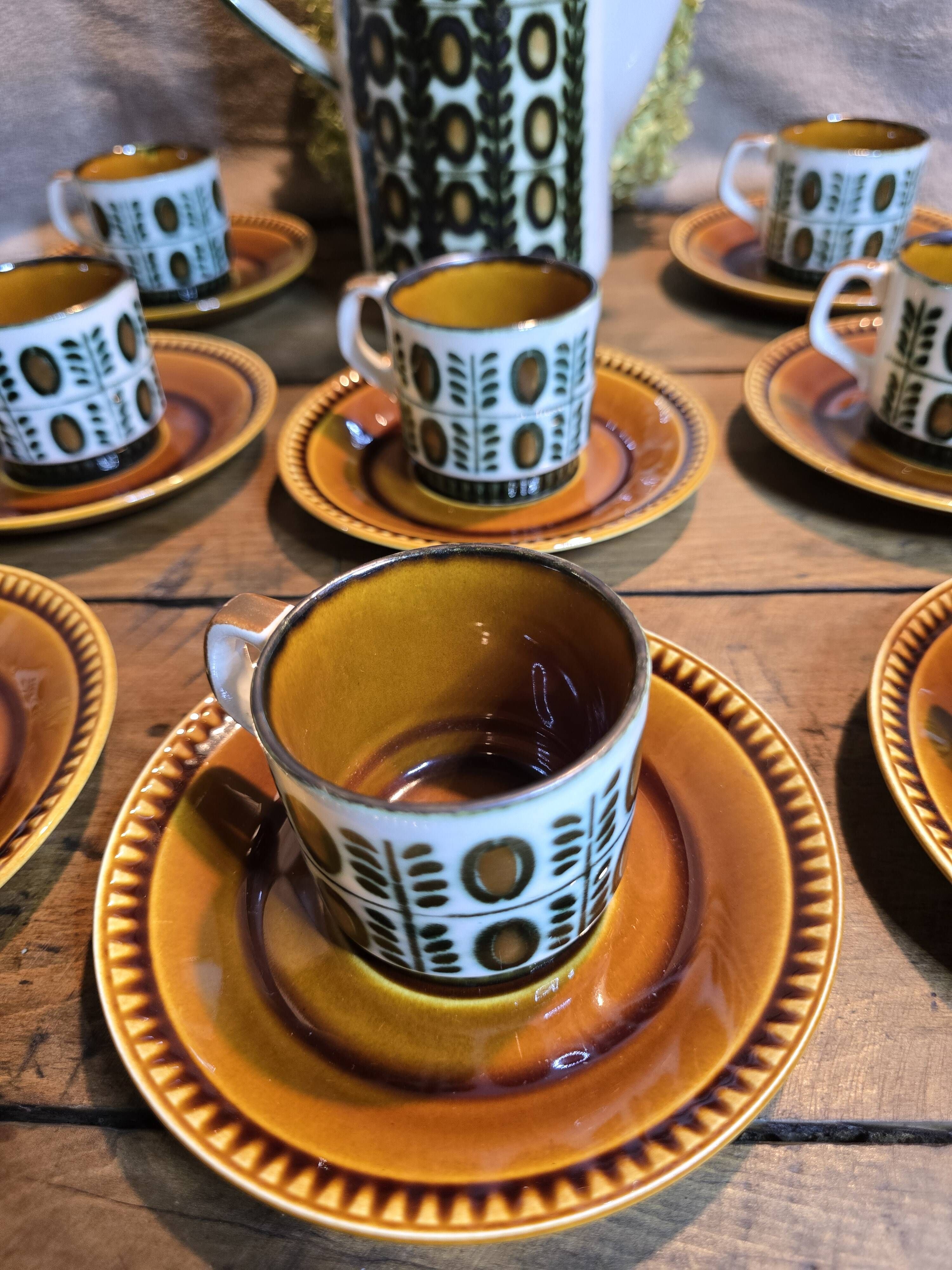 Boch la louvière – delta noix coffee service 1966 – vintage 25 pieces