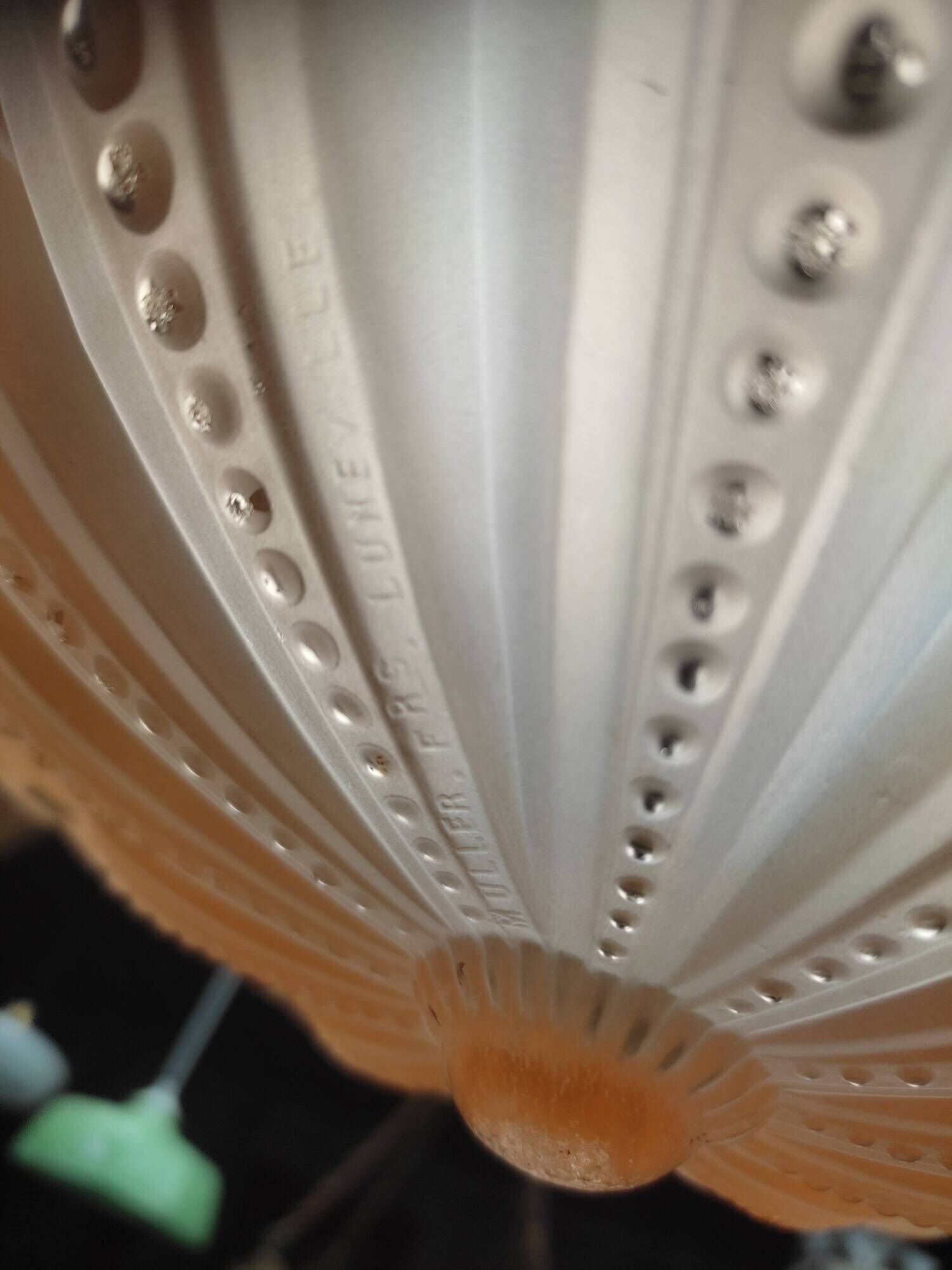 Chandelier Muller Lunéville golden support saucer pink glass paste DP 1122321