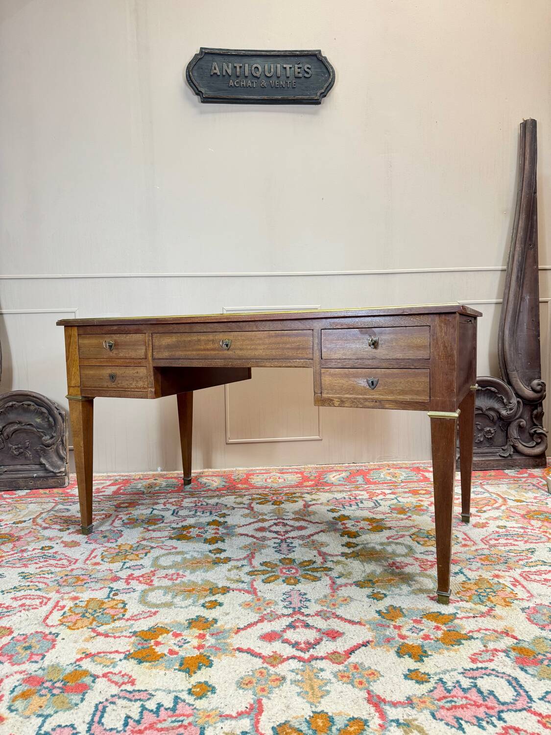 Bureau Plat Double Face En Acajou De Style Louis XVI XIX Eme Siècle