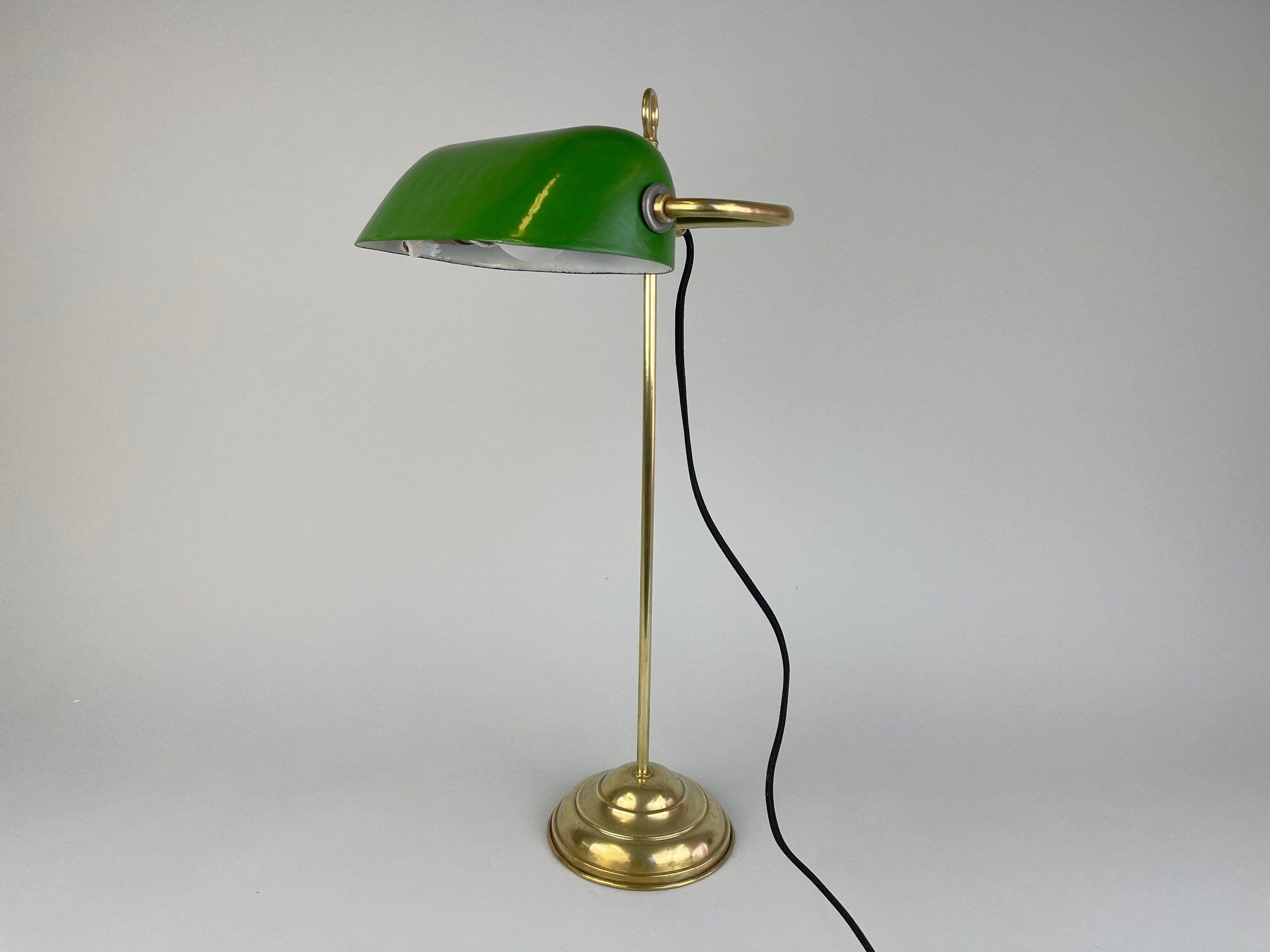 Art deco adjustable brass bankers table lamp, 1920's
